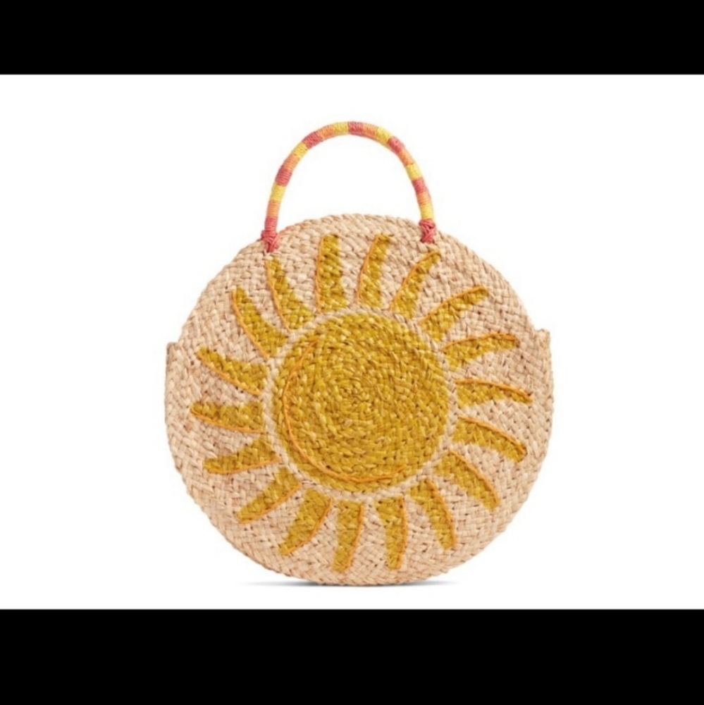 Shine Raffia Circular Tote by Nordstrom